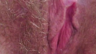 Hairy big clit pussy dripping wet close up orgasm