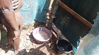 Hot Kenyan Maid Takes Big Dick Doggy Style in Shower