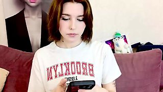 Amateur cougar MILF with small boobs is jerking cock