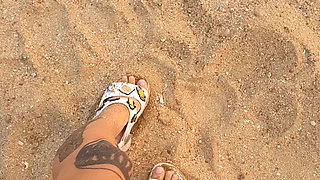 Look at My Toes in Crocs on the Beach