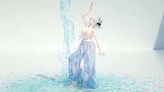 [mmd] Weak Sound - Flower Shade Transparent and Erotic Ancient Style Hanfu Particle Special Effects Flowing Water