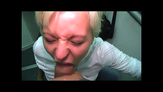Blonde Takes Two Loads in a Toilet