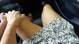 My Wife Shows off Her Beautiful Legs in the Car in the Morning on the Way to the Office