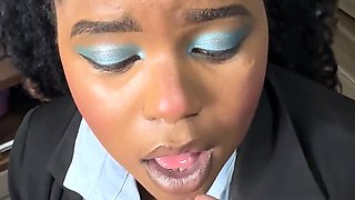 Ebony Secretary Gets a Promotion Through a Tiny Hole in Her Skirt