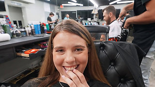 Kinky teen with a big ass has sex in the barbershop