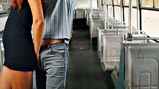 Slut on Bus Turns Strangers Cock Hard with Her Squirt!