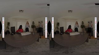 Three MILFs hop on your big dick for an office foursome