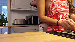 Hot milf gets fucked from behind in the kitchen hur husband did not know she had her camera on.