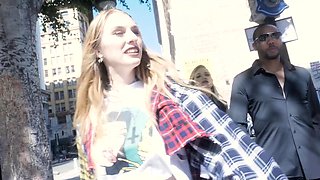 Amateur blonde in hot threesome