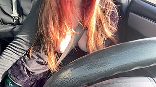 Car Ride with Hot Horny Stepmom Artemisia Love Flashing and Showing Her Juicy Boobs While Driving in California