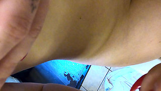 19yo Petite Ginger Sneaks off for Big Dildo Orgasms