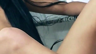 Skinny Brunette Blowjob, Footjob and Anal Sex!