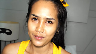 POV blowjob from sexy Thai MILF wife