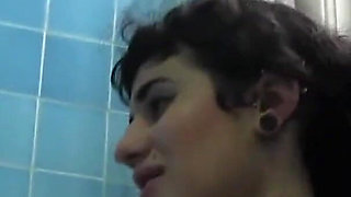 Lesbian action in the bathroom