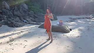 Sexy Russian girl nude on a public beach