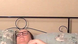 Wife in Sexy Little Black Lace Lingerie Showing off Tits and Shaven Pussy