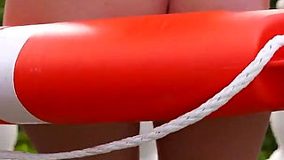 MILF Oiled and Fucked Near Pool