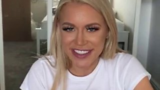 Blonde Pornstar Sucks Her Lucky Fans Cock