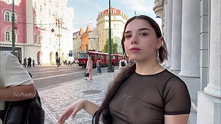 Prague's Public Cumwalk Passion Sparks Wild Sensual Blowjob Heat