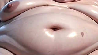 Huge Obese Belly & Hairy Pussy Pleasure - Close up Wet Bush Masturbation