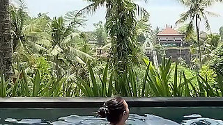 Teasing in See-thru Dress Outdoor at the Pool, Strip