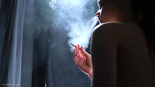 A Little Bit Naked Smoking Girl