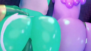 Delicious Candy Slime Waifus Get Fucked in Their Tight Bald Pussy and Ass for Creampie