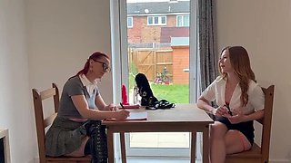 Firegirl's Fuckery School: Hot MILF Teacher in Lingerie and High Heels Fucks Student with Strap-On