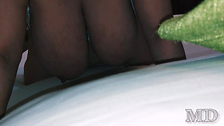 Regular sex with an adult fat aunt with big tits. In stockings, fucked between boobs