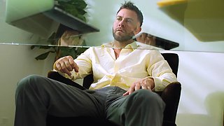 A sexy woman has sex with her boyfriend in the kitchen.