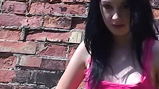 Cute Teen Lolly Flashing Her Small Tits and Pussy Outdoors