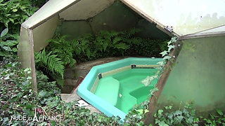 Dark haired mature hard sodomized, fist fucked and facialized by the gardener