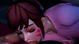 D.va Deepthroating a Hard Gooner Cock Until Cum Explodes in Her Mouth