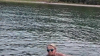Sexy Granny Swims Naked in a Lake!