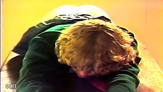 Poor teen hottie gets ass spanked on class