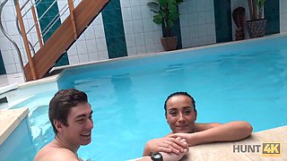Brunette Picked Up And Nicely Fucked In Private Poolside