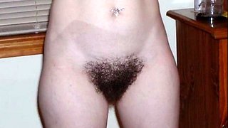 Bushy Girl's Pussy - Close-Up View