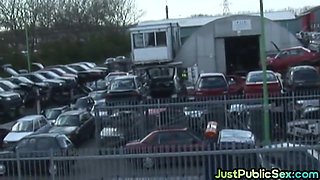 Sexy wild public lady fucked in POV by big white dick