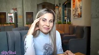 Amateur Blonde Letty Black Uses Vibrator in Busy Cafe
