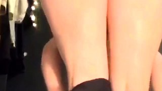 Busty curly brunette with big boobs fucks on couch
