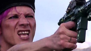 Busty curly brunette with big boobs fucks on couch