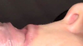 Close up Amateur Couple Blonde MILF Cum in Mouth Swallow