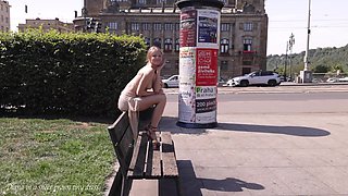 Diana in a sheer brown tiny dress public nudity