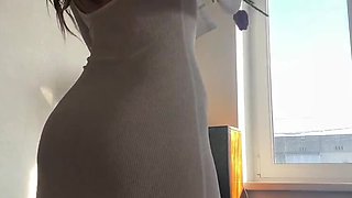 Skinny Russian Cleaning Lady In Transparent Dress - Sexy Feet & Perfect Body Fetish HD