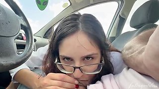 Shamelesscouple Public Car Therapy Blowjob - Brazilian Babe Swallows Big Cock Cum