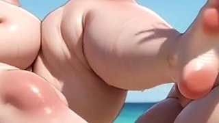 Granny Foot Worship on Obese BBW - Hot Beach Foot Licking Session