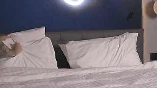 Maid Finds Dildo and Fucks Her Wet Pussy on Guests Bed Nearly Getting Caught