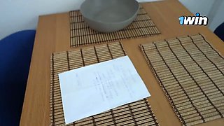 Rent too high? She paid with deepthroat and pussy. Three blowjobs - real life hot student girl