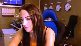 Big-Titted Amateur Babe Fingers Herself at the Office
