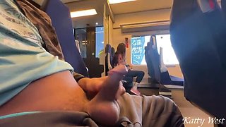 Teen Katty West Sucks Stranger's Dick on Train - Public Blowjob